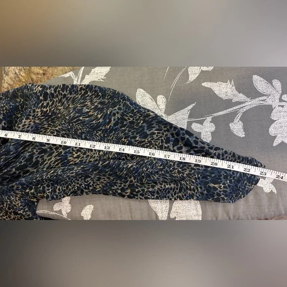 🖤”Kobi Halperin” 100% SILK Blue/Black/Cream Animal Print Bishop Sleeve Dress - Picture 13 of 13